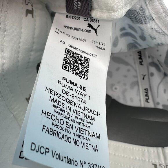 PUMA Womens Chelsea Allover Print FlexFit Adjustable Golf Hat, OSFA,‎ White/Navy - Picture 8 of 12